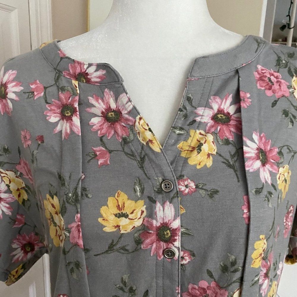 Kingston Grey Floral Mini Dress Short Sleeve SZ L NWT - Picture 8 of 15